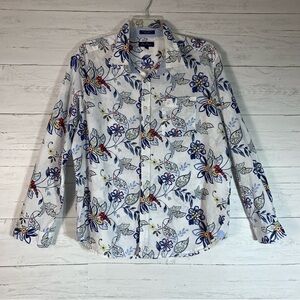Alan Flusser linen/cotton floral shirt long sleeve button down size XL